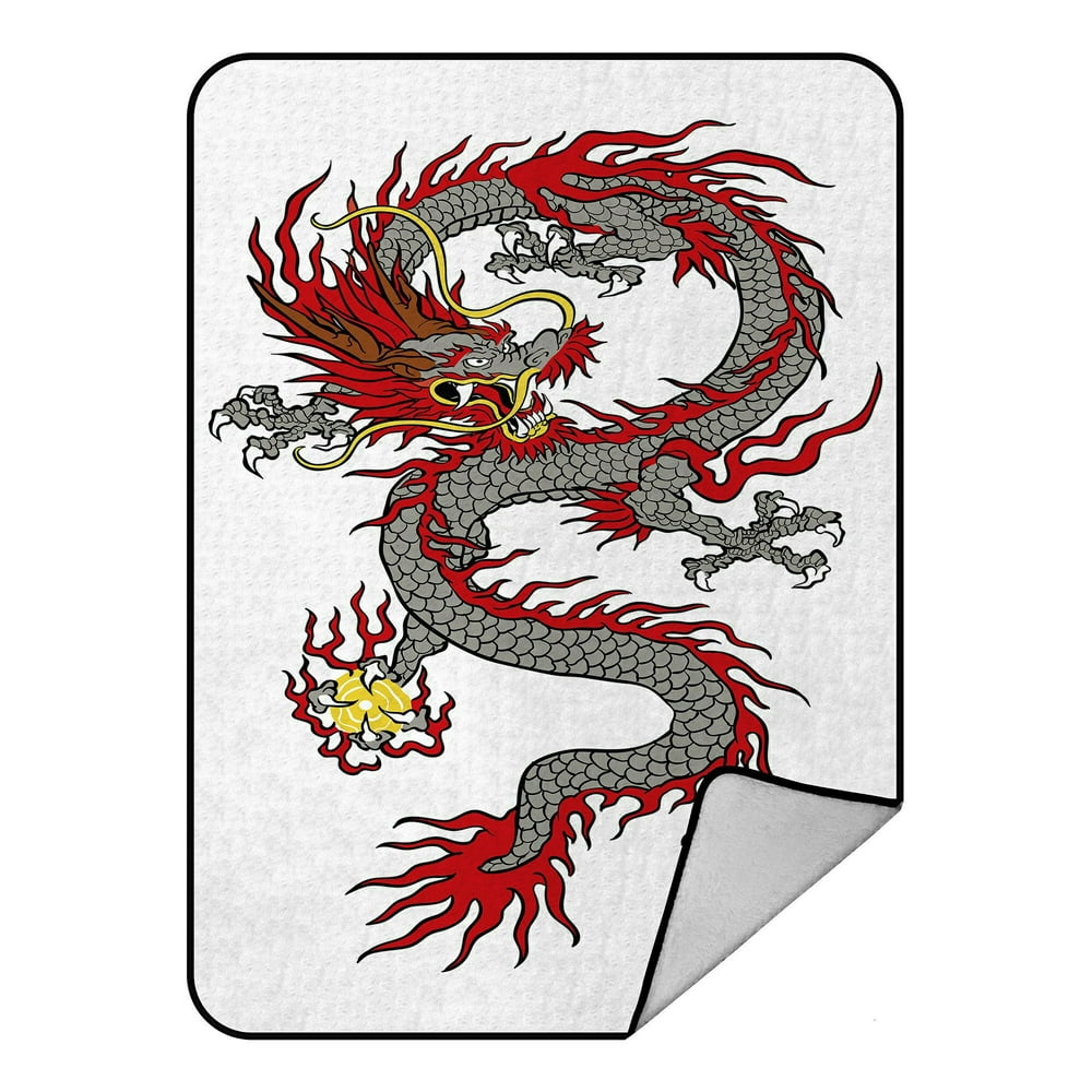 ECZJNT Dragon Throw Blanket Fleece Blankets Plush Blanket 58x80 Inch