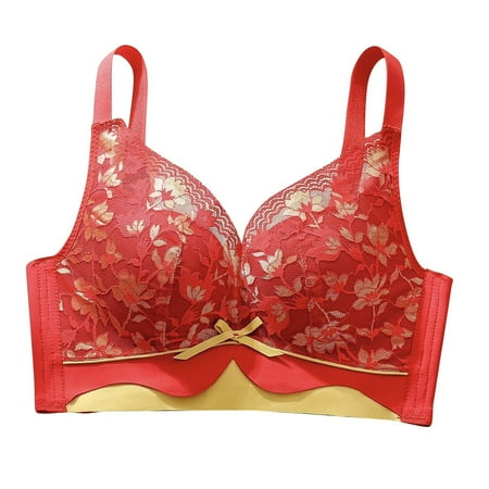 Women s Full Coverage Floral Lace Bra  Comfortable Wireless Padded Lifting Comfort Everyday Bra for A-C Cup
