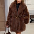 thumbnail image 6 of Miqool Women's Faux Fur Coat Lapel Collar Long Sleeve Warm Winter Coat with Pockets and Belted, 6 of 8