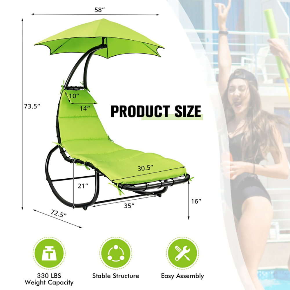 Aimee Lii Hammock Swing Lounger Chair with Shade Canopy, Patio Loungers, Green