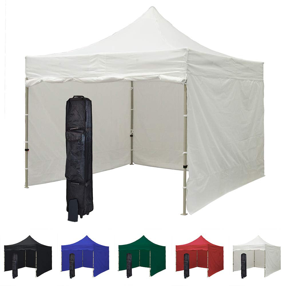 White 10x10 Pop Up Canopy Tent And 4 Side Walls Commercial Grade
