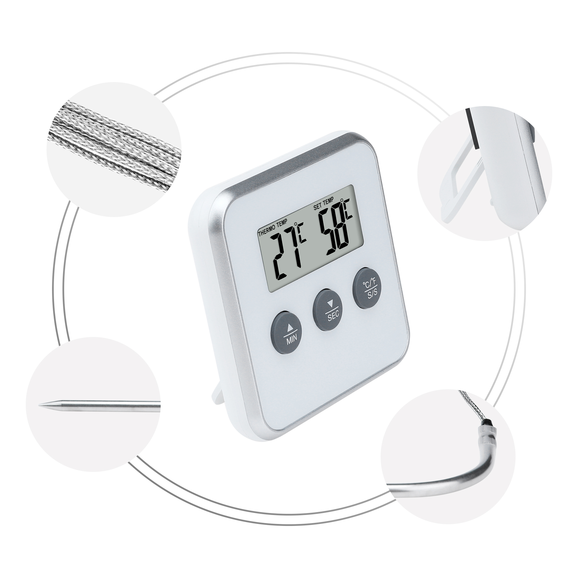 Unique Bargains Digital Meat Instant Read Cooking Thermometer White