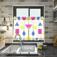 thumbnail image 4 of Yayeee Kitchen Curtains Tier Pair Light Filtering 27"x36" Rod Pocket Short Cafe Window Panel, Yellow Retro Round, 4 of 7