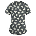 thumbnail image 2 of Easter Scrubs for Women, Cute Bunny Pattern Stretch Short Sleeve Nursing Top with Pockets, Working Uniform V-Neck Nurse Tops, Easter Plus sized T-shirts for Womens 03-Black 2XL, 2 of 3