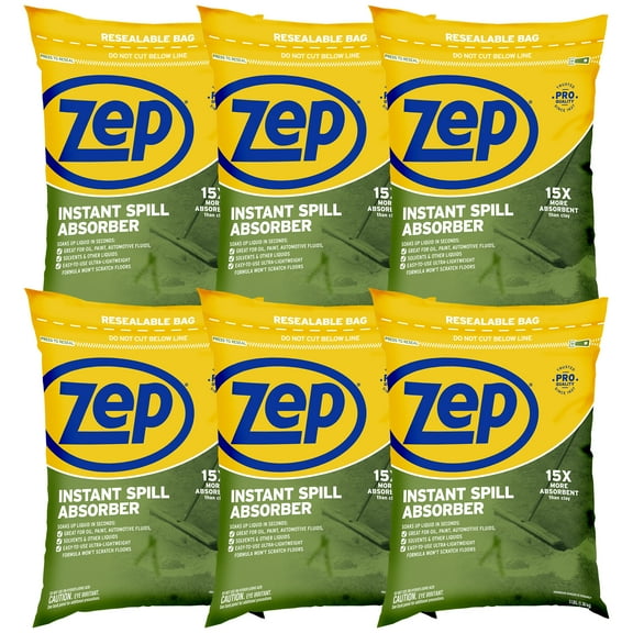 Zep Instant Spill Absorber - 3 Lb Bag (Case of 6) - ZUABS3 - Ultra-Lightweight Absorbent Traps and Encapsulates in Seconds