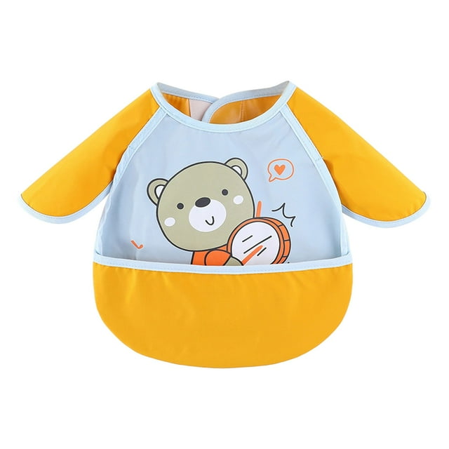 Xihbxyly Babero Antimanchas Sprout Baby, Diseño de Manga Larga con Recogedor de Comida, Tejido de Poliéster Fácil de Limpiar, Ideal para Comer y Actividades Al Aire Libre, Lavable a Máquina, Talla Ún