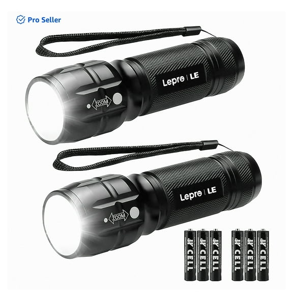 Lepro 2-Packs LED Flash Light High Lumens,1200012 Mini Multifunction Tactical Torch , Zoomable, Waterproof, Adjustable Brightness, for Camping, Outdoor and Emergency Use