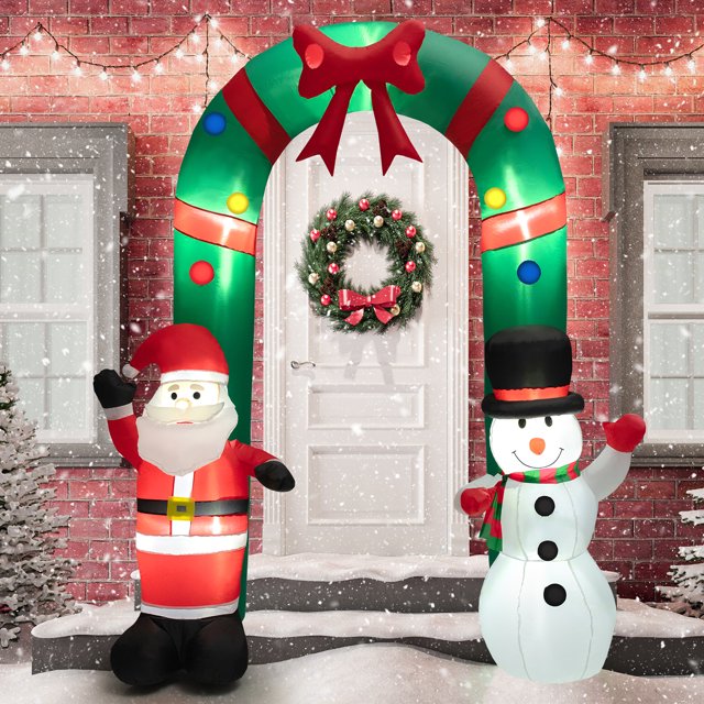 Gymax 8FT Tall Inflatable Archway Christmas Welcoming Decor w/ Bright LED Lights