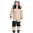 thumbnail image 4 of Xyant Boys Girls Snow Suits Kids One Piece Snowsuits Waterproof Windproof Jumpsuits Winter Outdoor Overalls Snowboarding Ski Suits for Kids Toddler (Beige,10-11 Years), 4 of 7