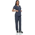 thumbnail image 3 of Lightweight Stretch Scrub Set with Zipper Top Elastic Waist Pants with 6 Pockets, 3 of 4