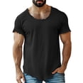 thumbnail image 3 of Distressed T Shirts for Man Summer Casual Short Sleeve Crewneck Raw Hem Relaxed Fit Plain Cool Tshirts, 3 of 5