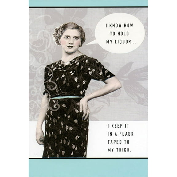 Pictura Flask Taped To My Thigh Funny Birthday Card for Her : Woman