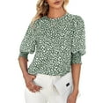 thumbnail image 2 of Sherrylily Women Long Sleeve Rayon Tops Crew Neck Fashion Chiffon Shirt Summer Puff Sleeve Blouse, 2 of 5