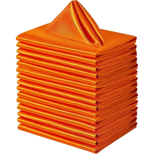 Nvzi Servilletas de poliéster, 16,92 x 16,92 pulgadas, servilletas de tela lavables para cenas en restaurantes, bodas y festividades, paquete de 10, color naranja