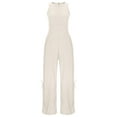 thumbnail image 6 of Uaswgudfs Womens One Piece Jumpsuits Sleeveless Wide Leg Jumpsuit Dressy Loose Overalls Vacation Outfits White M, 6 of 9