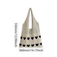 thumbnail image 2 of Yucurem Women Crochet Tote Handbag Heart Pattern Ladies Daily Handbag (Apricot Black) Fashion shoulder bag (D), 2 of 7