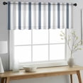 thumbnail image 2 of Blue Gray Striped Valance Curtains for Kitchen/Living Room/Bathroom/Bedroom Window, Rod Pocket Small Topper Half Short Window Curtains Voile Sheer Scarf, Farmhouse Stripe Art 60"x18", 2 of 8