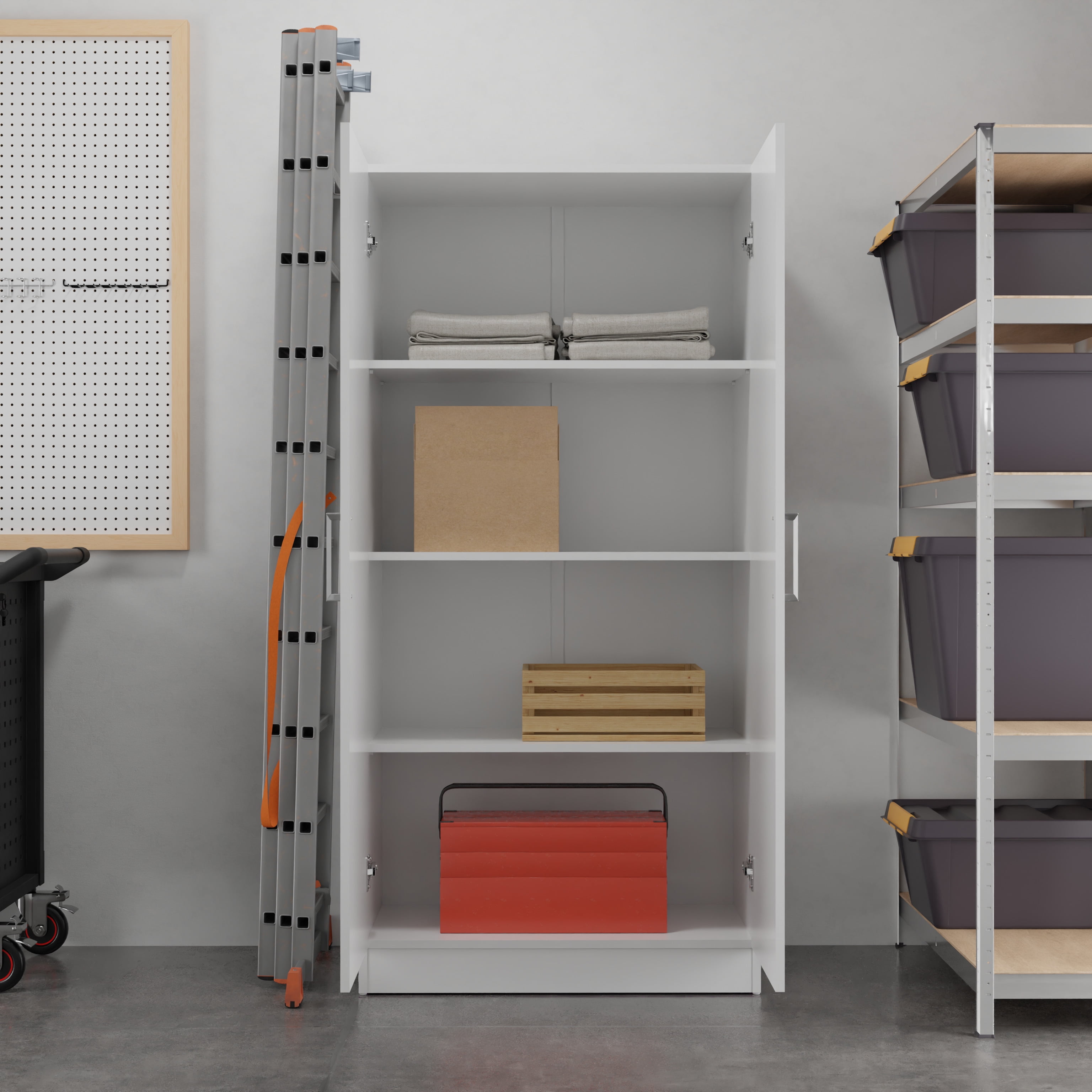 Kappesberg Liam 2-Piece White 2-Door Pantry Cabinet Set with Shelves for Kitchen or Laundry