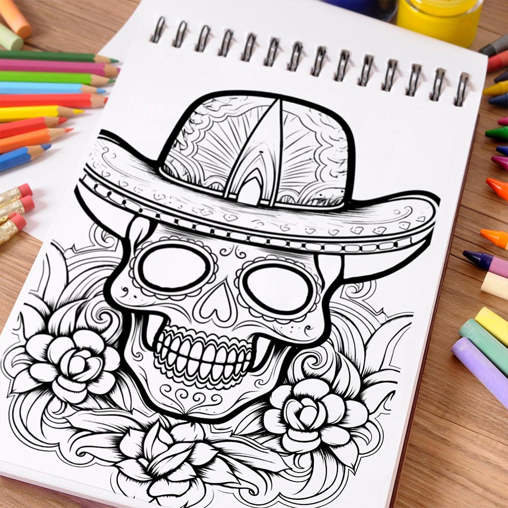 NETHOUSE Sugar Skull Coloring Book For Adults Relaxation & Stress Relief, 30 Coloring Pages of Sugar Skulls, Vibrant Day of the Dead Designs, Floral Patterns, and Festive Skull Art