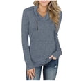 thumbnail image 2 of Scyoekwg Sweatshirts for Women Long Sleeve Tunic Tops Loose Fit Blouses Round Neck Pullover Tunic Fall Blouse Long Sleeve Solid Color Casual Shirt Tops Lightweight Dark Blue M, 2 of 3