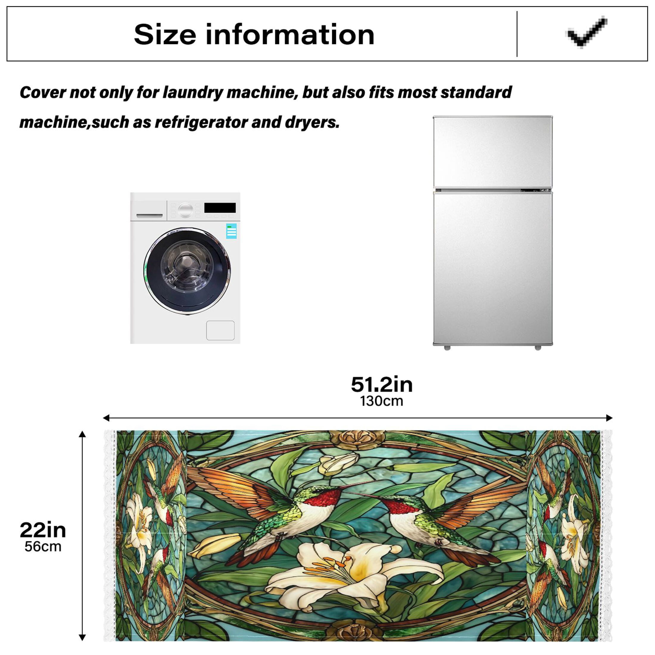 Wobogo Vintage Glass Bird Washing Machine Cover Dustproof Washer Dryer Cover Waterproof Laundry Room Decorative Protector
