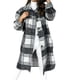 thumbnail image 1 of Chaqueta larga de mezcla de lana a cuadros para mujer, chaqueta tipo chaquetón, camisas casuales de manga larga con botones, 1 of 6
