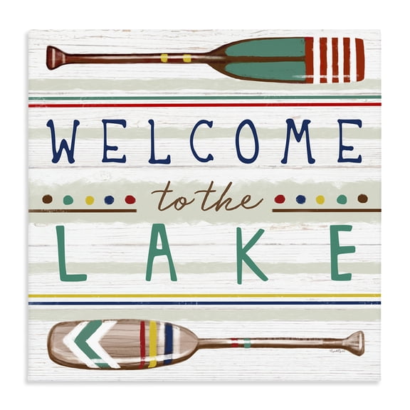 Stupell Industries Rustic Lodge Welcome to Lake Striped Boat Oars Canvas Art, 30 x 30, by Elizabeth Tyndall