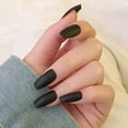 thumbnail image 2 of Press on Nails Medium Length Fake Nails, Black Press-On Manicure, False Nails for Women and Girl, Includes Prep Pad, Mini File, Nail Stickers, and 24pcs Fake Nails, 2 of 5