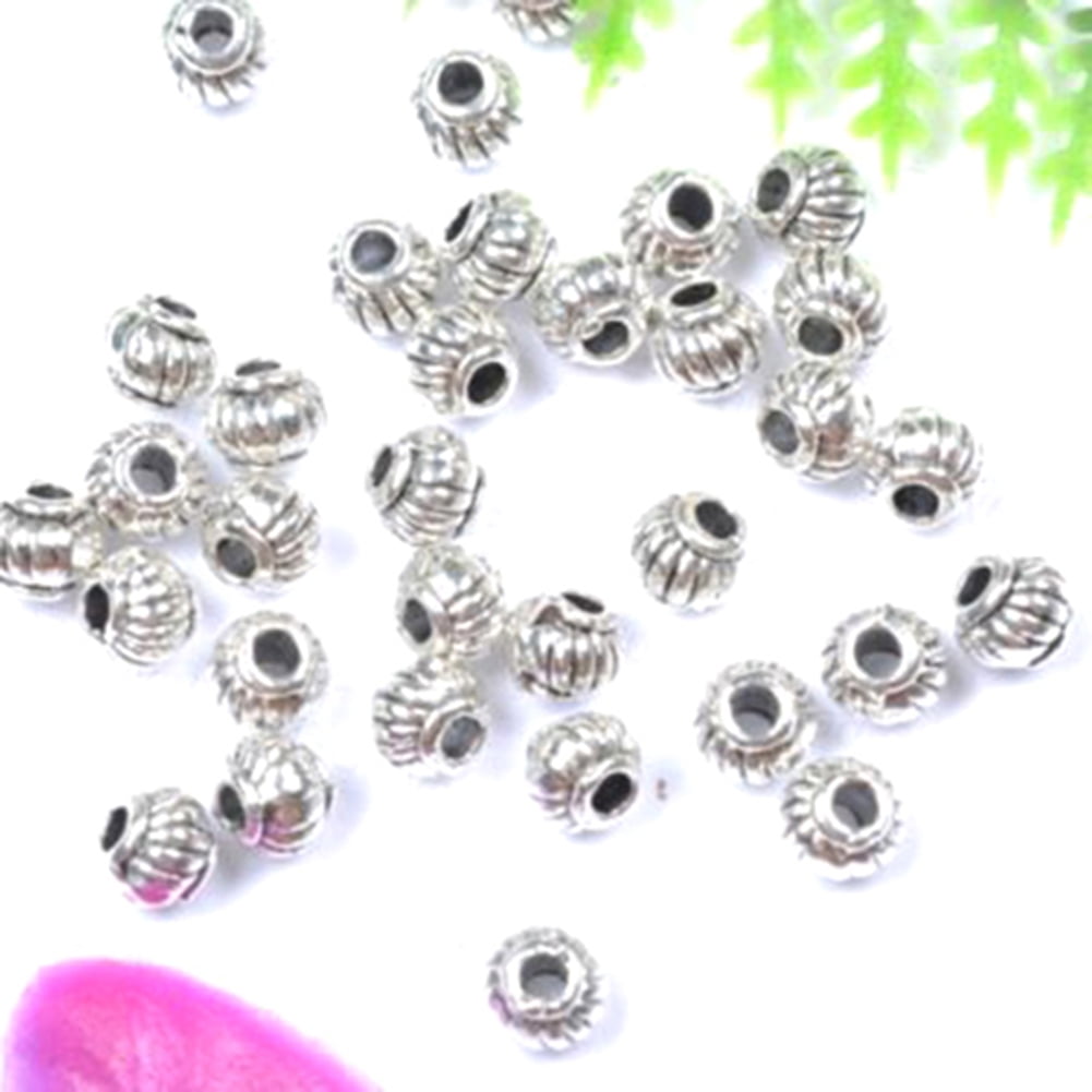 240pcs Tibetan Silver Round Ring Charm Spacer Beads Jewelry Findings Beading 