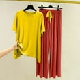 thumbnail image 2 of Posijego Womens Two Piece Outfits Lounge Sets Short Sleeve T-Shirts Elastic Waist Long Pants Sleepwear Sets, 2 of 7