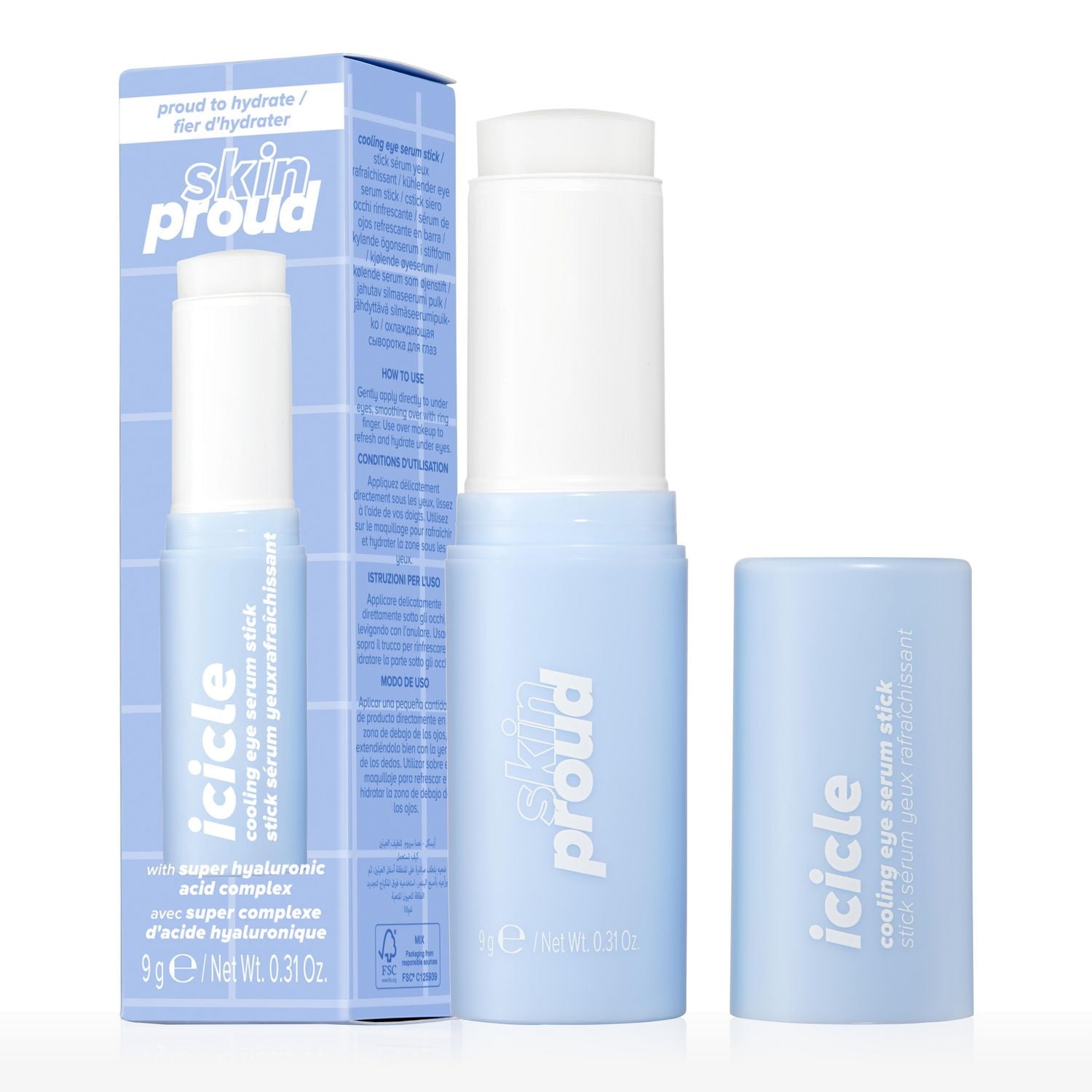 Skin Proud - Icicle - Cooling Eye Serum Stick with Super Hyaluronic Acid Complex, 100% Vegan (9g)