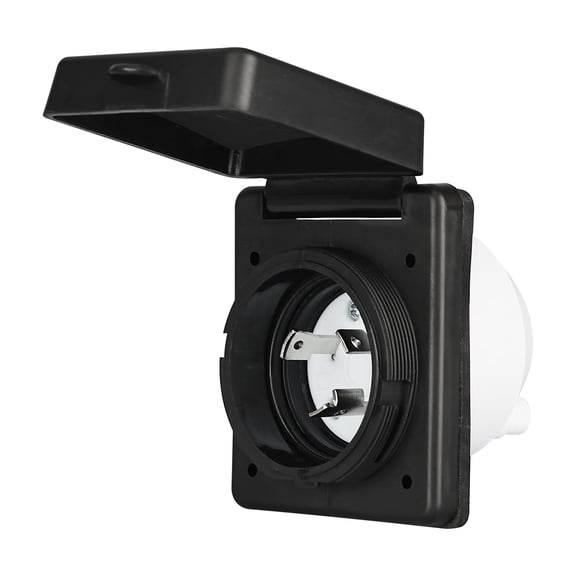 RVGUARD RV Power Inlet 30 Amp, 30 Amp Shore Power Inlet with Twist Lock, NEMA L5-30P RV Plug with Copper Pins and Stainless Steel Screws, Black
