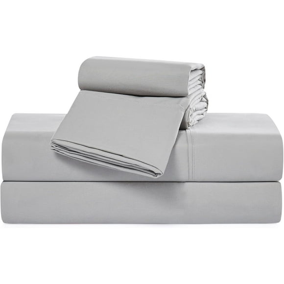 ERDS-Casual Living Twin XL Sheets Set 4 Piece Cooling Bed Sheets with 2 Envelope Pillowcases Soft Microfiber Deep Pocket Hypoallergenic Machine Washable Bedding Set for Dorm or Bunk, Twin XL, Light G