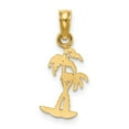 thumbnail image 7 of Auriga Fine Jewelry 10K Yellow Gold Texture Mini Double Palm Trees Charm for Women (L- 13.17 mm, W- 7.9 mm), 7 of 7
