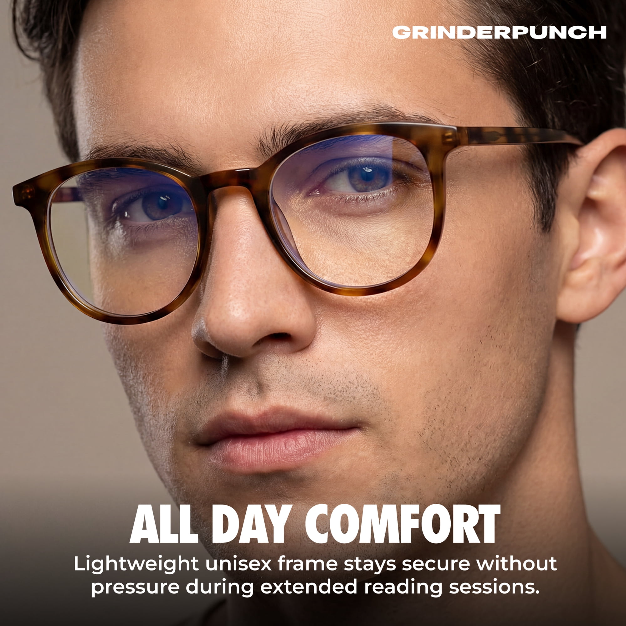 Grinderpunch Reading Glasses for Women and Men Blue Light Blocking Readers Stylish Readers with Spring Loaded Hinges - 2 Pack Tortoise, 2.50