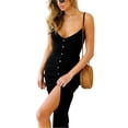 thumbnail image 2 of Women’s Button Down Adjustable Spaghetti Straps Summer Dress Sleeveless Bodycon Party Maxi Dress, 2 of 2