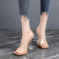 thumbnail image 2 of Clear Heels for Women Square Open Toe One Band Slip on Heeled Sandals Transparent Stiletto Mules Dress Shoes Beige Size 7.5, 2 of 7