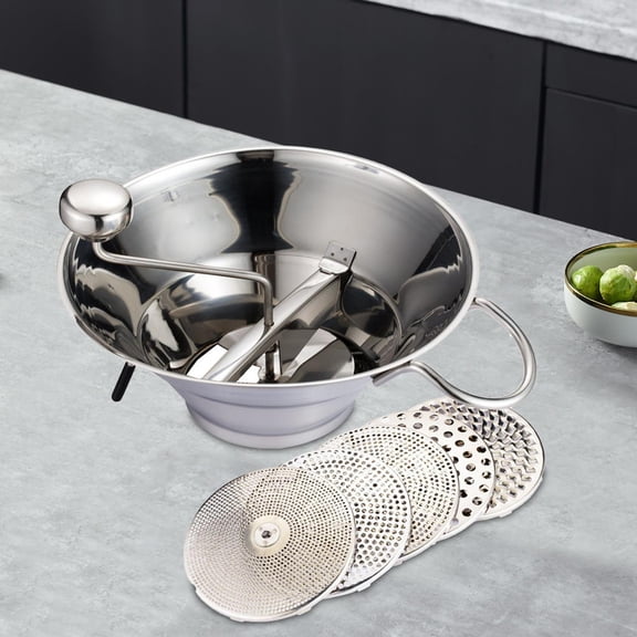 Tongina Stainless Steel Food Millrotary Food Mill Kitchen Mill Portable Multifunctional Straining Rotary Food Mixer for Sauce Ketchup
