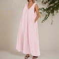 thumbnail image 2 of Women's Casual Dress U Neck Sleeveless Pullover Solid Color Maxi Dress For Daily Wear Comfortable Flowy Summer Dress With Wide Straps, 2 of 5