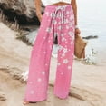 thumbnail image 2 of Jxximdong Palazzo Pants for Women, Retro Printed Fashionable Drawstring Loose Pants High Waist Casual Pants Wide Leg Pants, Pink Womens Casual Trousers, 2 of 5