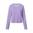 thumbnail image 4 of SNKSDGM Hauts Courts à Manches Longues pour Femmes Grande Taille Hauts d'Entraînement à Manches Longues pour Femmes Grande Taille Mode Femme Décontracté Uni Col Rond T-Shirt Court à Manches Longues Haut m, 4 of 5