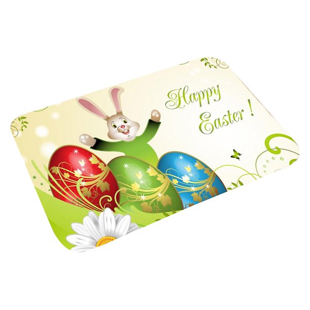 White Lindos tapetes de animales para puerta, tapete de Pascua, tapetes lavables, decoración del día de Pascua para el hogar