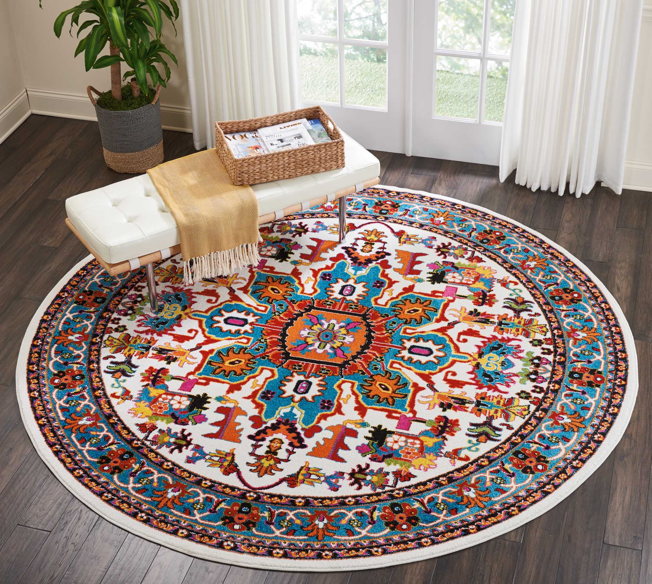 Nourison Oakdale Center Medallion Ivory Area Rug