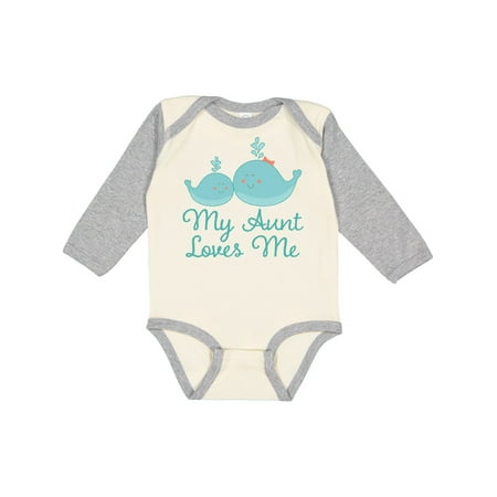 

Inktastic My Aunt Loves Me Whale Gift Baby Boy or Baby Girl Long Sleeve Bodysuit