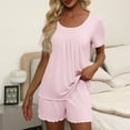 thumbnail image 2 of Ladies Nightwear Akafmk Women's Pajama Sets, Cotton Pajamas for Women Set, Fashion Women's Solid Color Short Sleeved Shirt Pants Casual Home Wear Pajama Set, 2 of 4