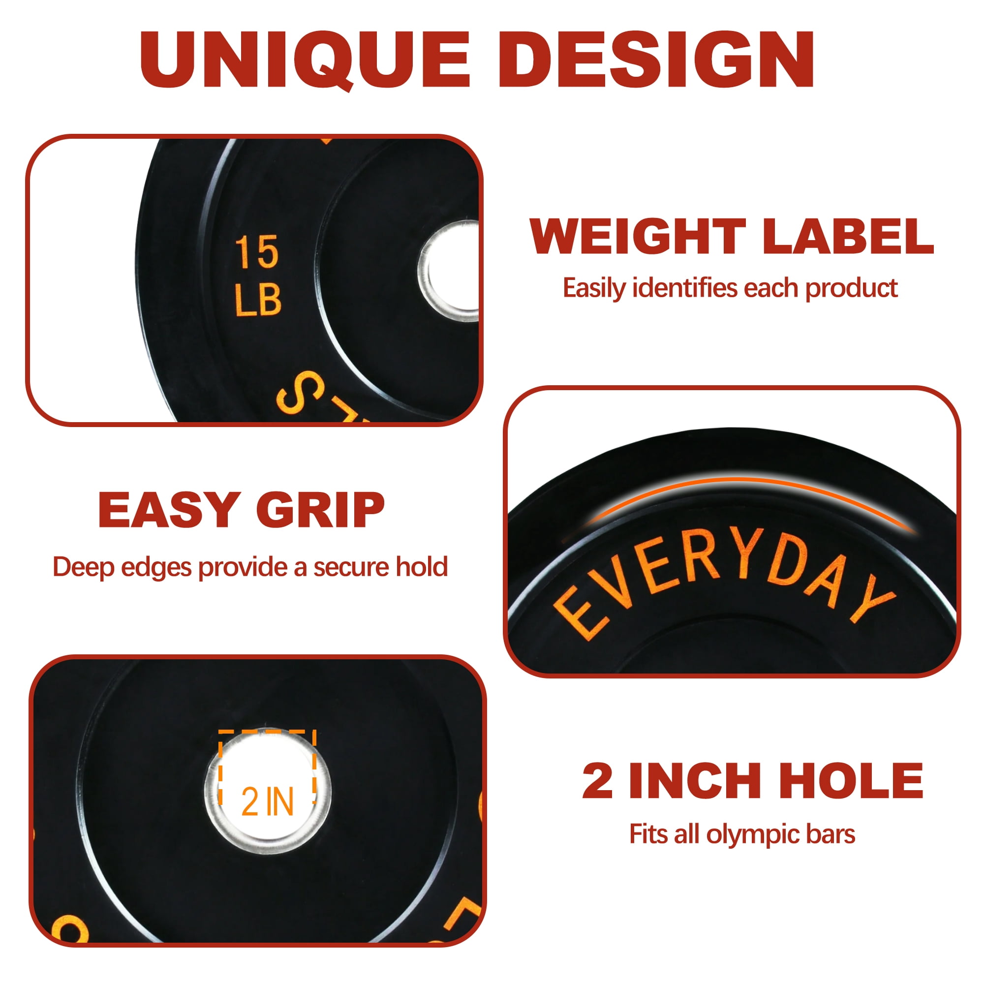FlexWave Bumper Plates Set with 7FT Olympic Barbell, 370 lb Plates, 2-Inch, Black