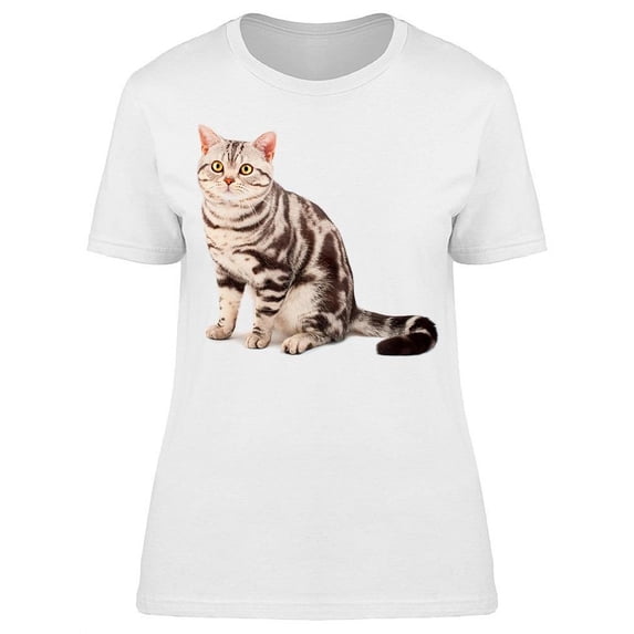 Adorable Shorthair Cat: Sitting T-Shirt Women -Image by Shutterstock, Female Large