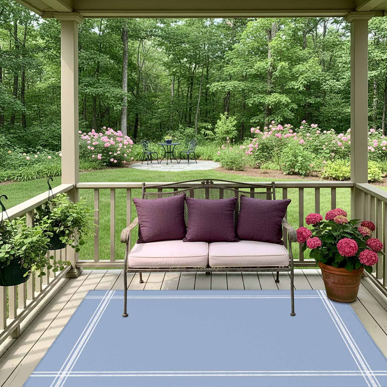 Outdoor Rug 5x8ft Solid Color Large Area Rug Light Blue Indoor Outdoor Carpet Outdoor Rugs Mats for Patio Camping,RV,Front Door, Outside Decor