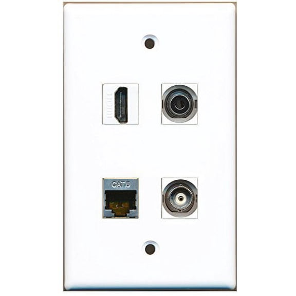 RiteAV - 1 Port HDMI 1 Port Shielded Cat6 Ethernet 1 Port 3.5mm 1 Port BNC Wall Plate