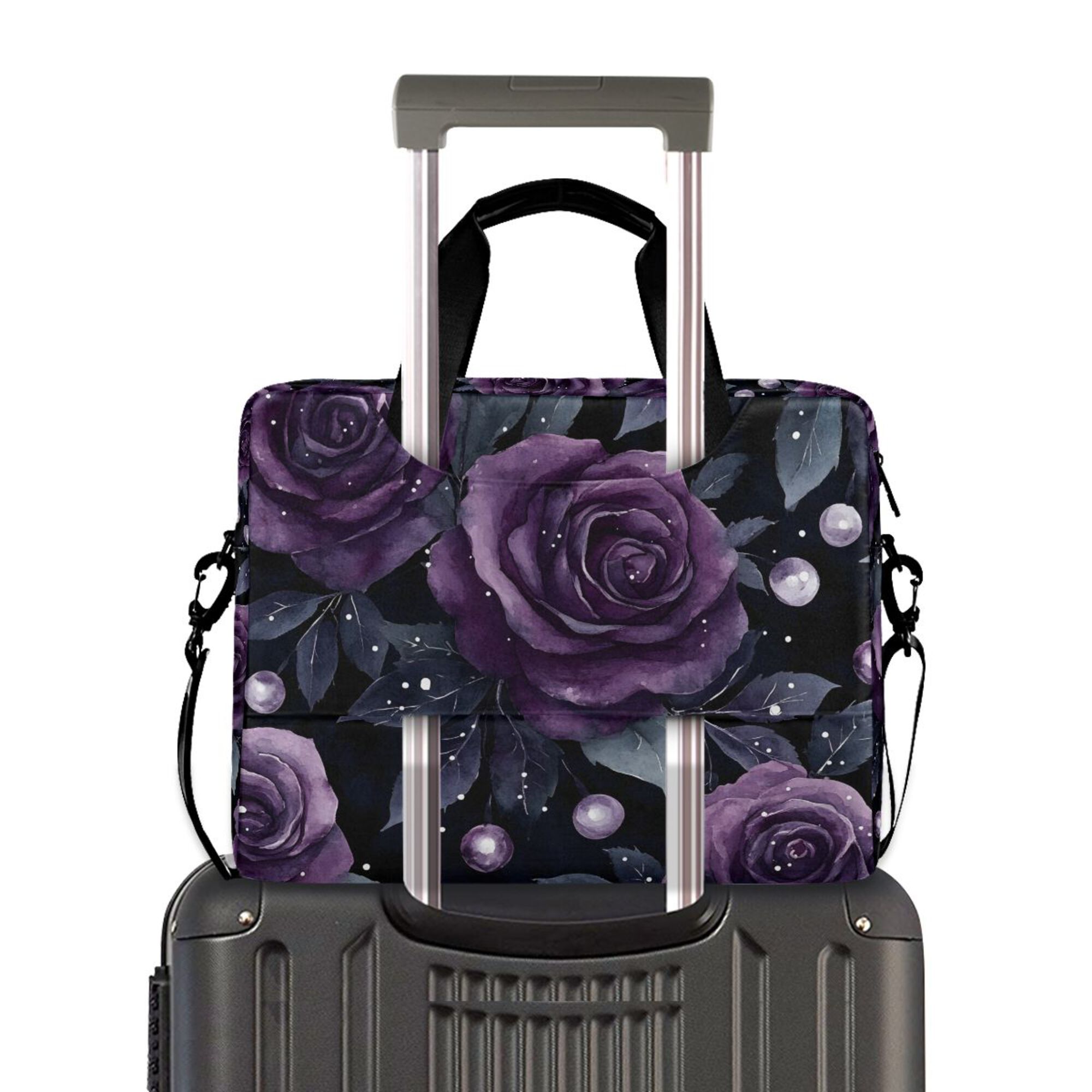 FORMRS 16" Laptop Bag Carrying Sleeve Case with Handle Travel Shoulder Briefcase, Roses and Pearls